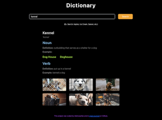 Image of SheCodes Dictionary Project